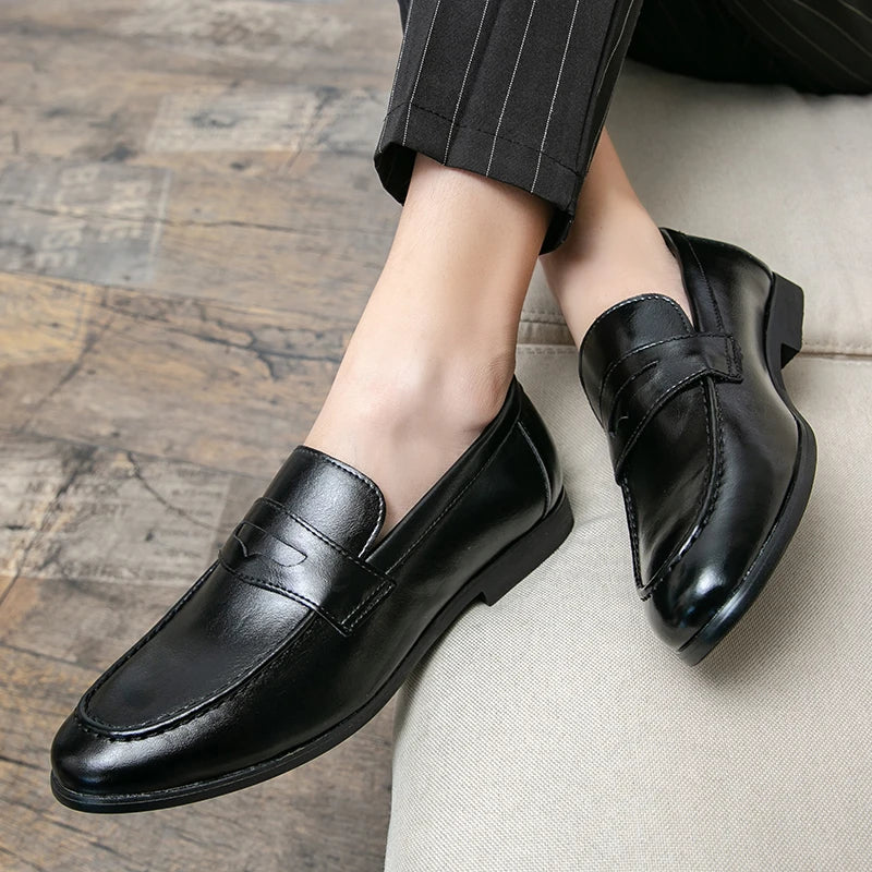 2026 Spring and Autumn Loafers Men Slip-On Business Formal Casual Shoes Brown MenShoes Leather Men Dress Shoes Large Size 38-48