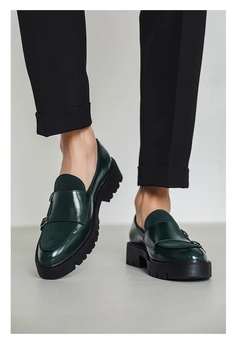 New Buckle Designer Big Size Loafers For Man Spring Autumn Business Leather Platform Shoes Male Fashion Casual Elegant Shoes Man
