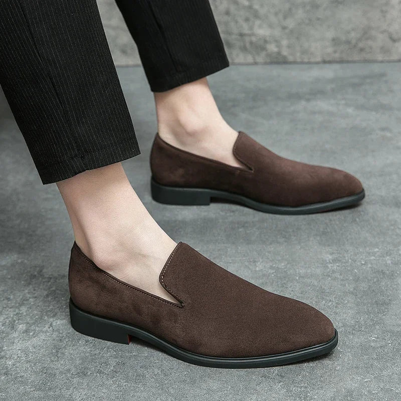 Men’s Suede Leather Dress Shoes – Brown, Black, White – Sizes 40–48 – Adult