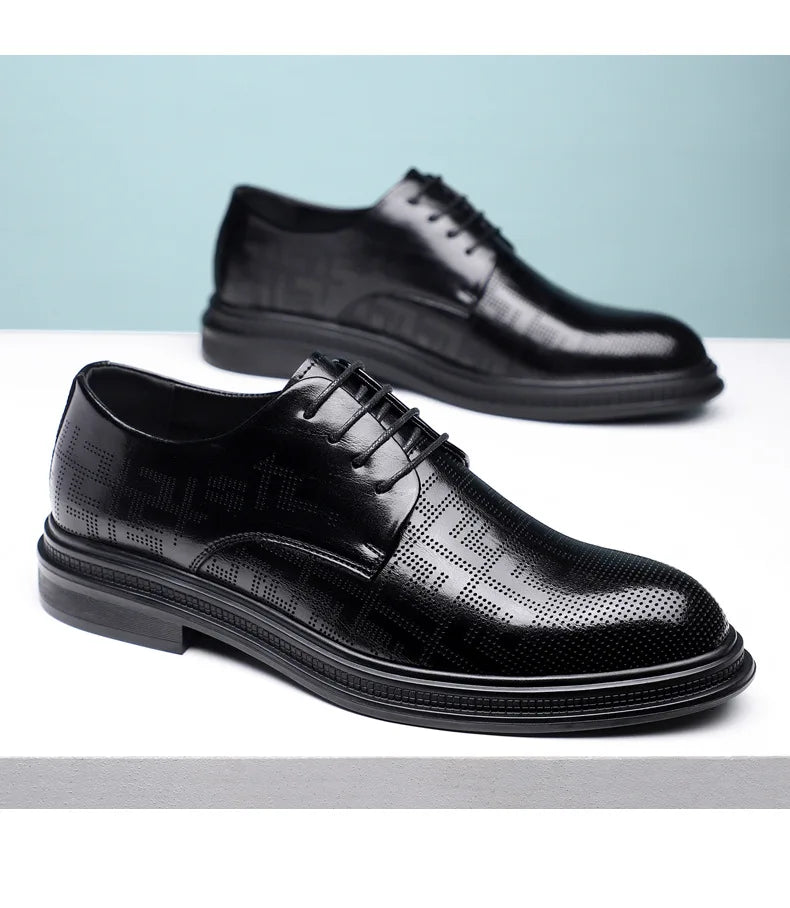Spring Summer Increase Leather Shoes for Man Lace Designer Business Casual Shoes Male Fashion British Style Dress Shoe Man