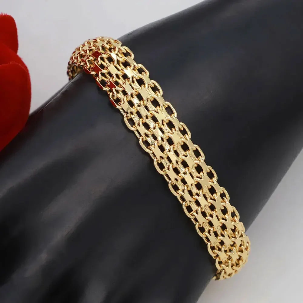 Dubai Luxury Handmade Women Jewelry Set 18k Gold-Plated Chain Necklace Bracelet Stud Earring Full Set Party Wedding Bijoux