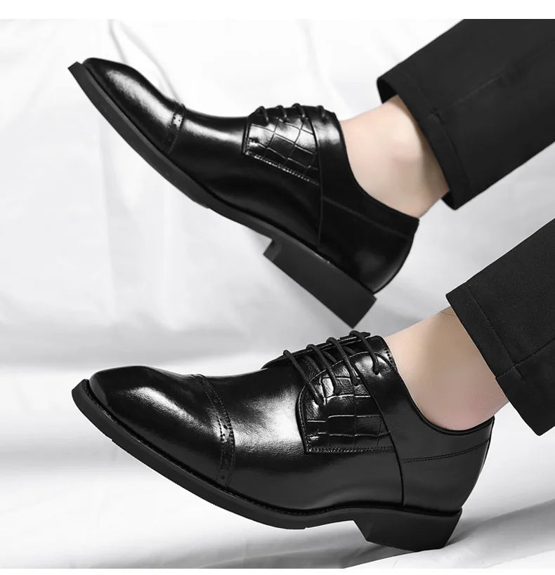 Men's Big Size 39-48 Black Leather Cap-Toe Oxford Shoes New Formal Business Dress Shoes Male Spring Autumn Wedding Shoe for Man