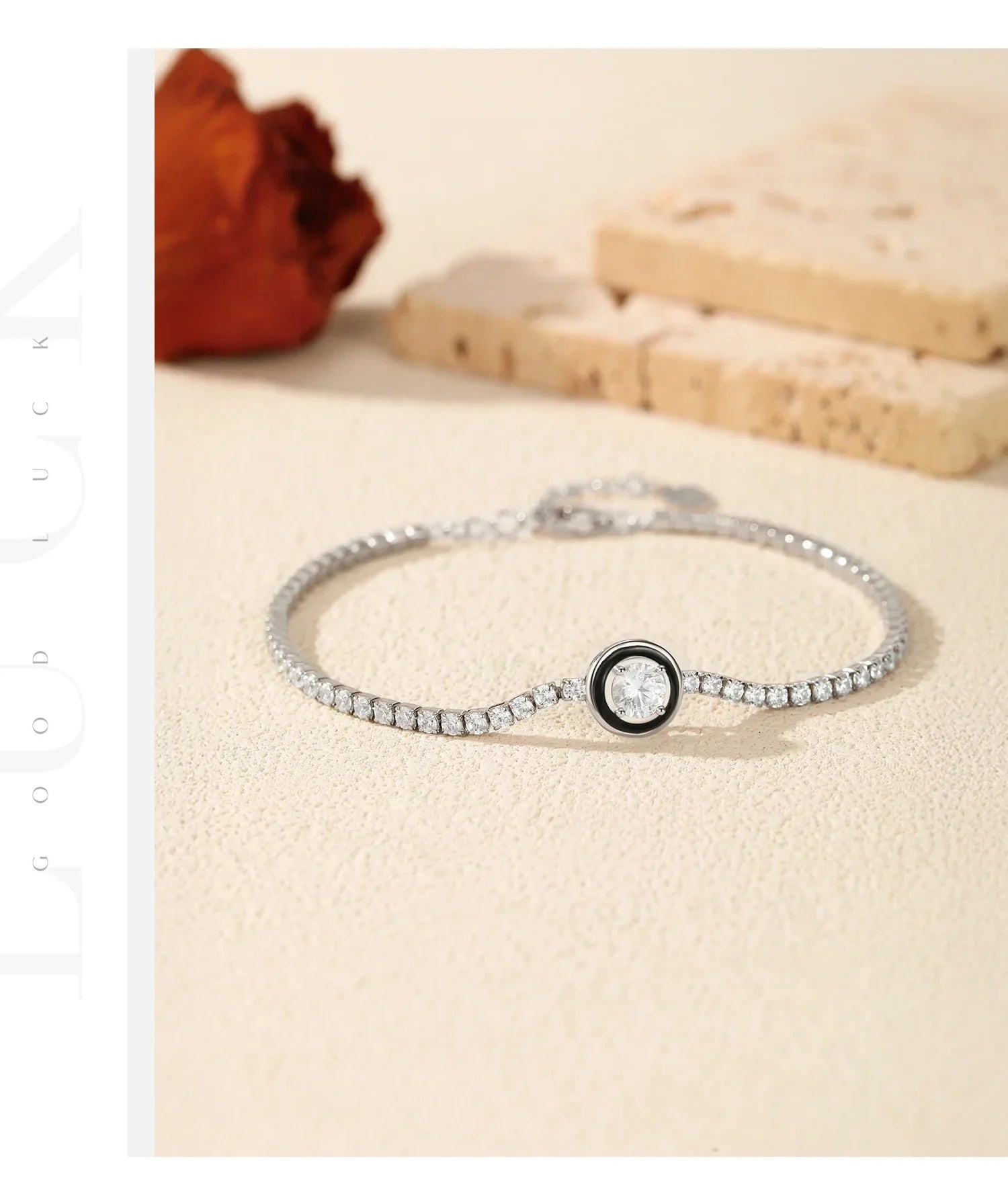 925 Sterling Silver Fashion Black Enamel Round Clear Cubic Zirconia Tennis Bracelet For Women Fine Jewelry Gifts