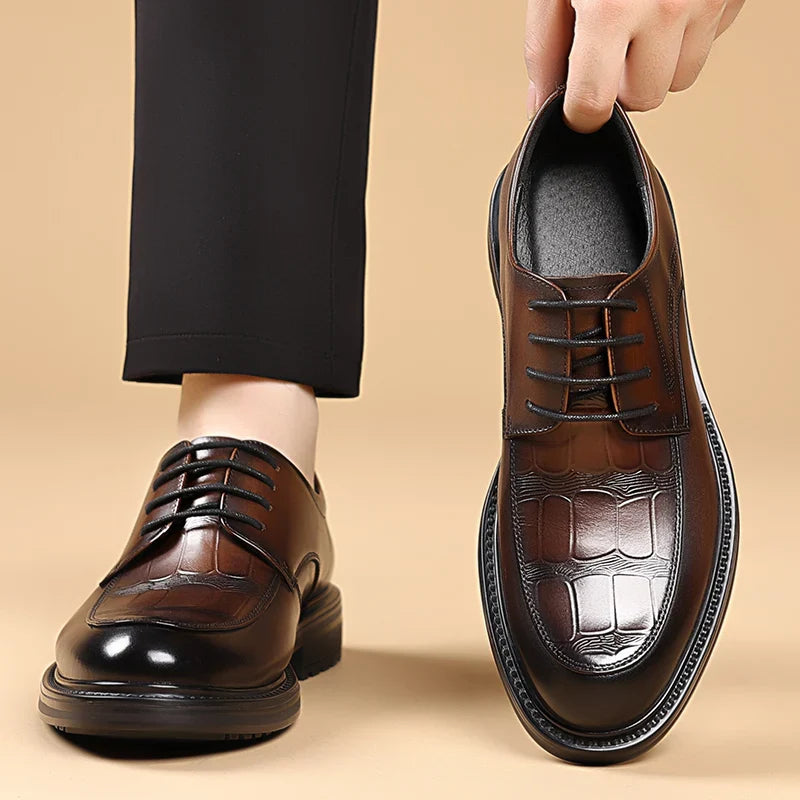 Fashion Men's Oxford Office Shoes High Quality Casual Leather Round ToeFlat Designer Business Dress Shoes Outdoor Walking Shoes