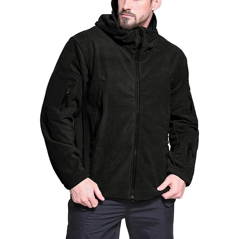 Winter Tactical Fleece Jacket Men Warm Polar Outdoor Hoodie Coat Multi-Pocket Casual Full Zip Sport Hiking Jacket