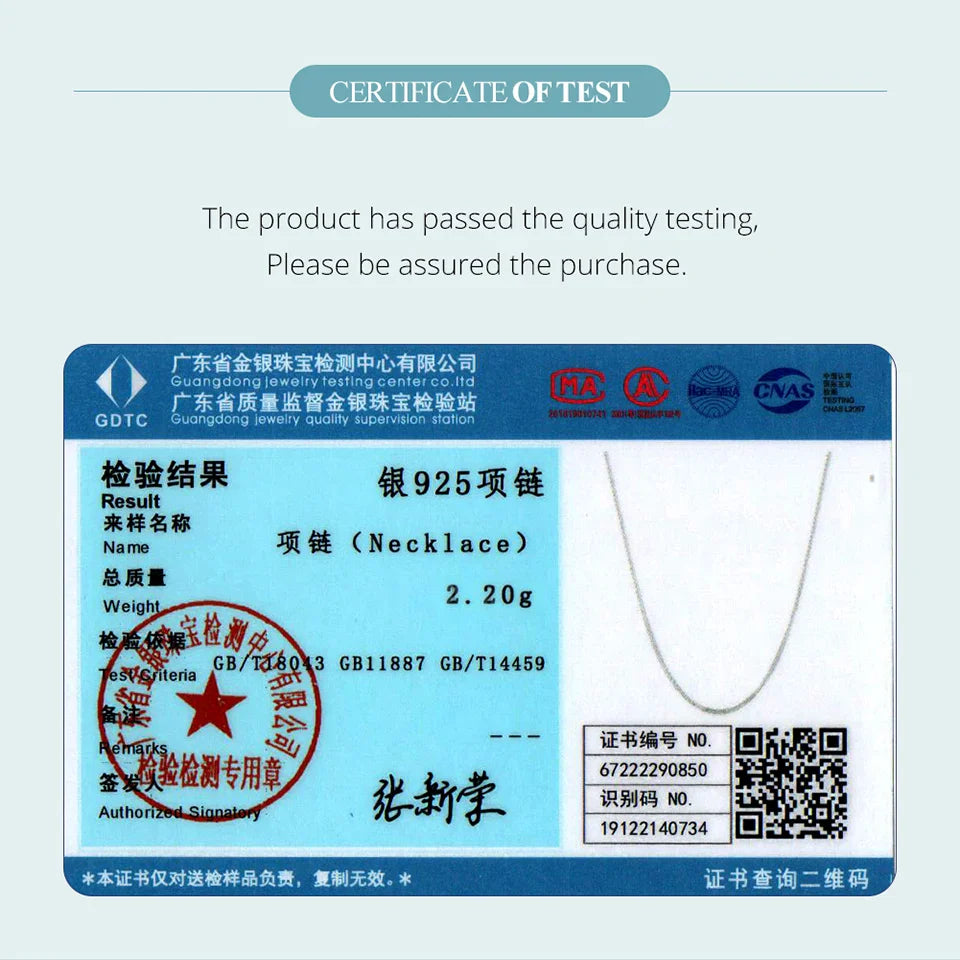 925 Sterling Silver Basic Chopin Necklace Simple Style Chain Link for Women Platinum Plated Fine Jewelry SCA019
