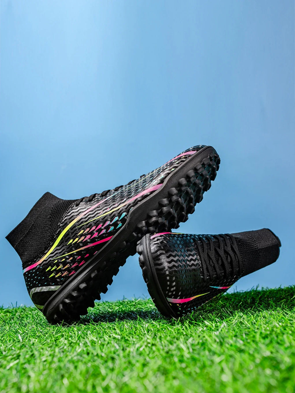 Wear Resistant TF Turf Soccer Boots PU Elastic Fabric Upper Rubber Stable Grip Sole Youth Boys Girls Football Shoes