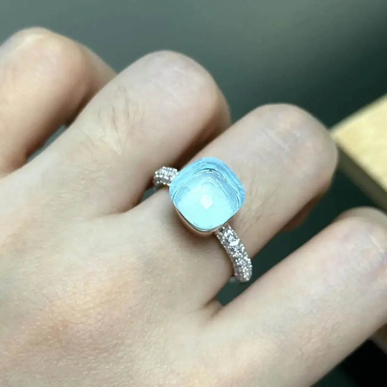 10.6mm S925 Ring Silver Rose Gold Metal 32 Colors Candy Style Zircon Crystal Ring for Women Fine Jewelry Party Gift Trendy Ring