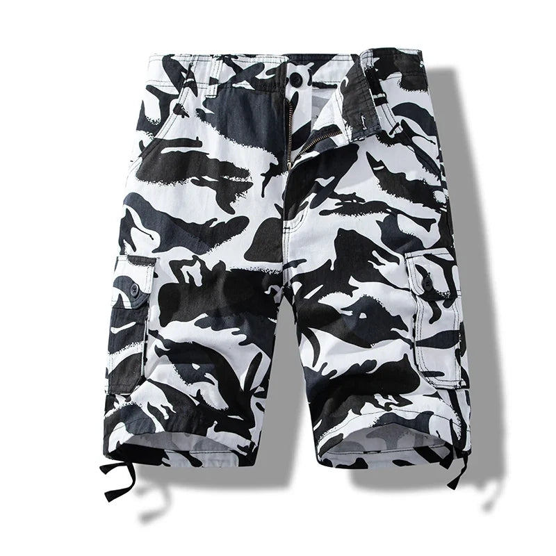 Men's Camo Shorts Cotton Cargo Shorts Tactical Breeches Casual Sports Man Hiking Fishing Streetwear