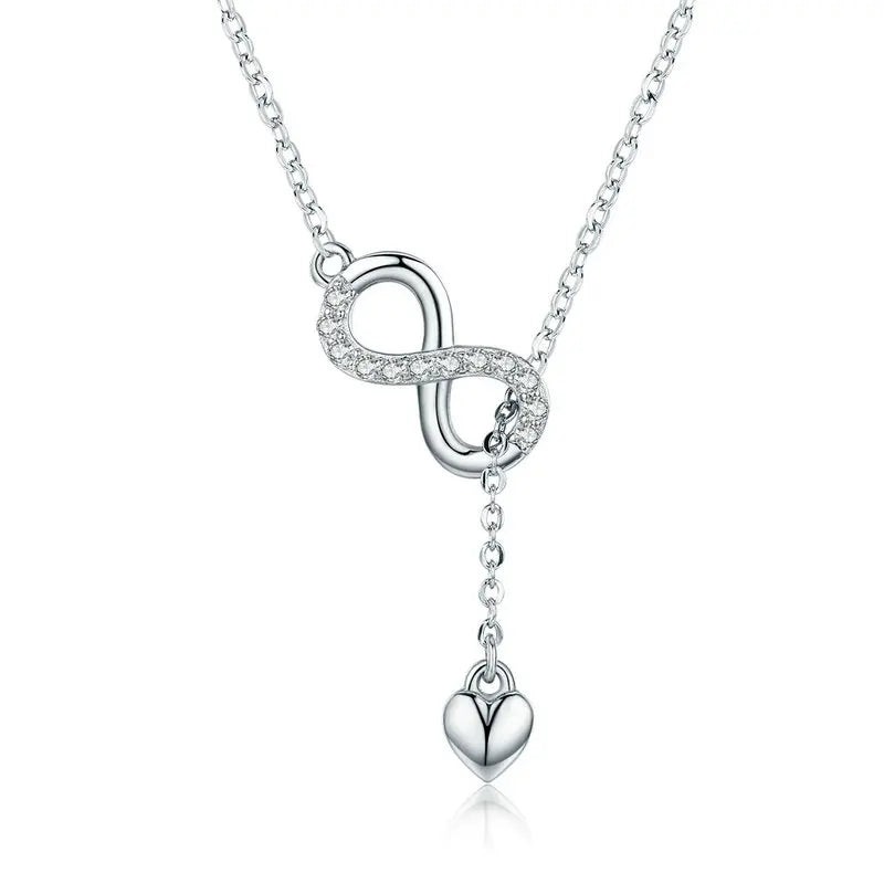 100% 925 Sterling Silver Infinity Love Pendant Necklaces Forever Love Neck Chain for Women Gift Fine Jewelry SCN223