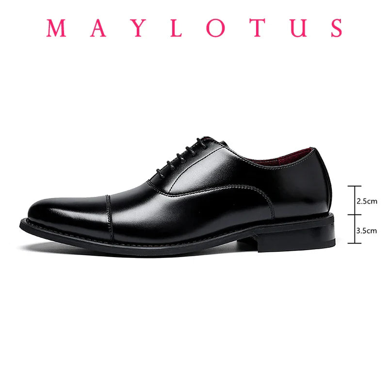 High Quality Height Increase Oxford Dress Shoes Men Genuine Cow Leather Suit Shoes Lift Brogues Wedding Formal Elevator Shoes