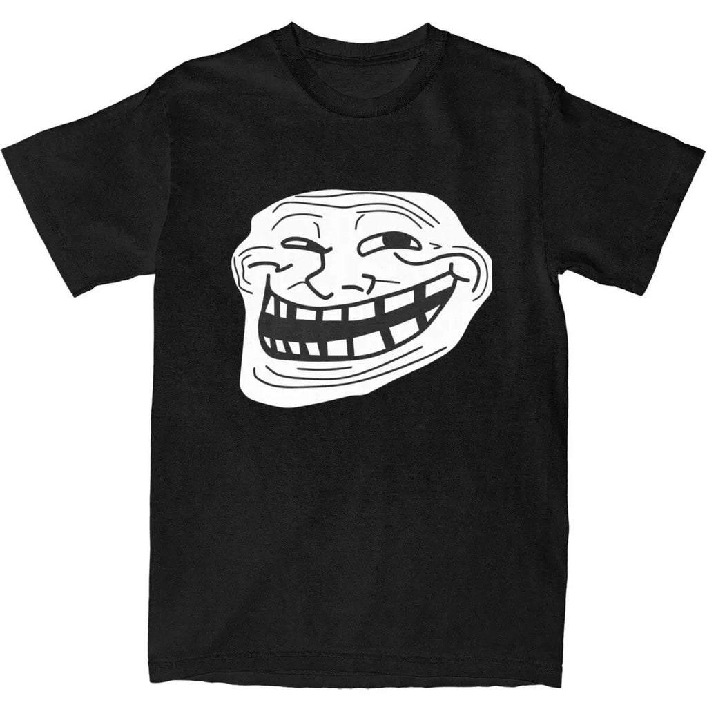 تي شيرت رجالي بتصميم Rage Comic Trollface مضحك على طراز أنيمي الهيب هوب بأكمام قصيرة، قمصان صيفية رائعة من القطن الخالص بياقة مستديرة مقاس 6XL