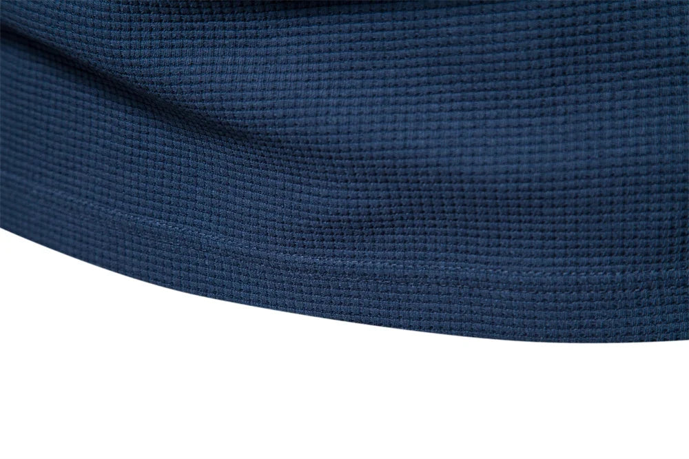 Waffle Cotton Solid Color Men Tshirts Single Pocket Long Sleeve Tee Shirts for Men New Spring Basic Breathable Tops Men