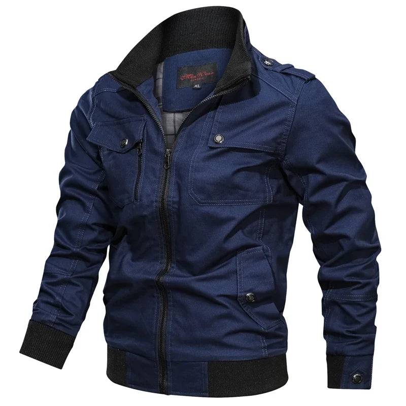 Men’s military bomber jacket, windproof autumn winter casual outdoor coat, plus size M–5XL