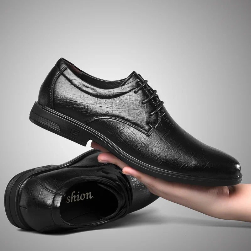 2024 Man Cow Leather Shoes Rubber Sole Casual Men's Shoes Formal Office Business Dress Genuine Leather Oxfords Wedding Shoes