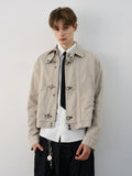 Retro Black Gothic High Street Airplane Buckle Jacket for Men and Women Korean Fashion Y2k American Retro Casual Jacket