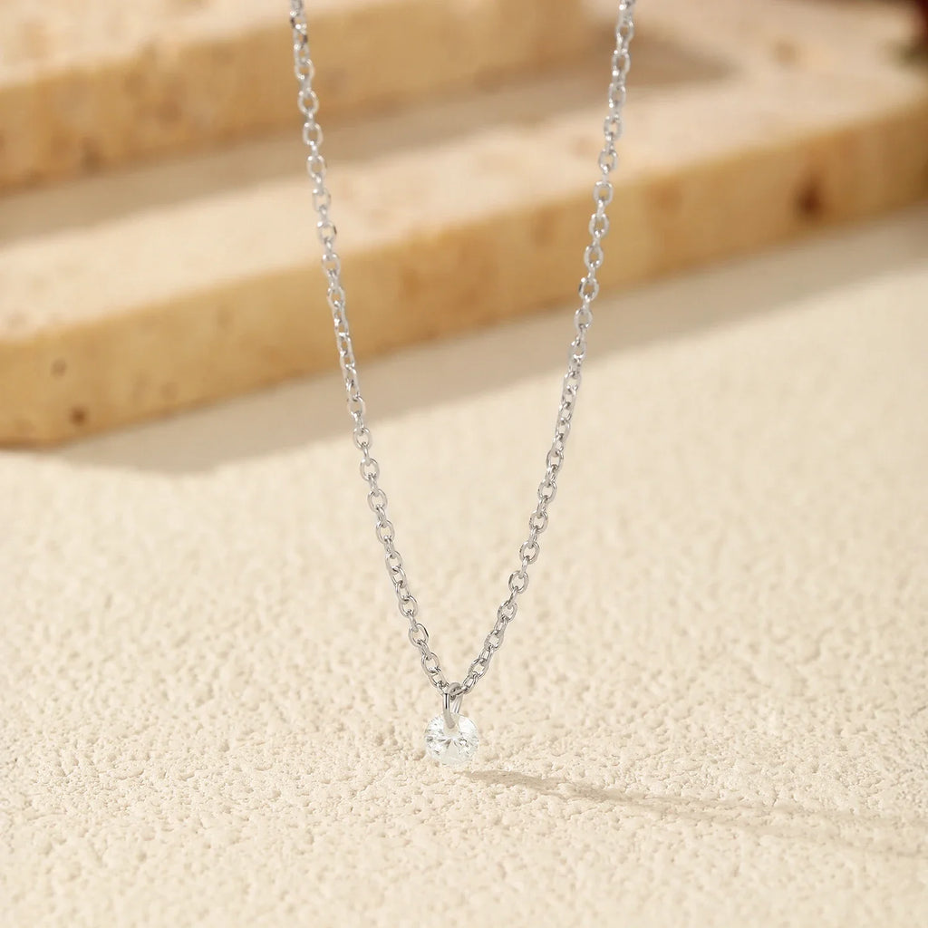 0.1CT/0.3CT/0.5CT VVS1 Clarity Moissanite 925 Sterling Silver Classic Round Pendant Necklace For Women Fine Jewelry