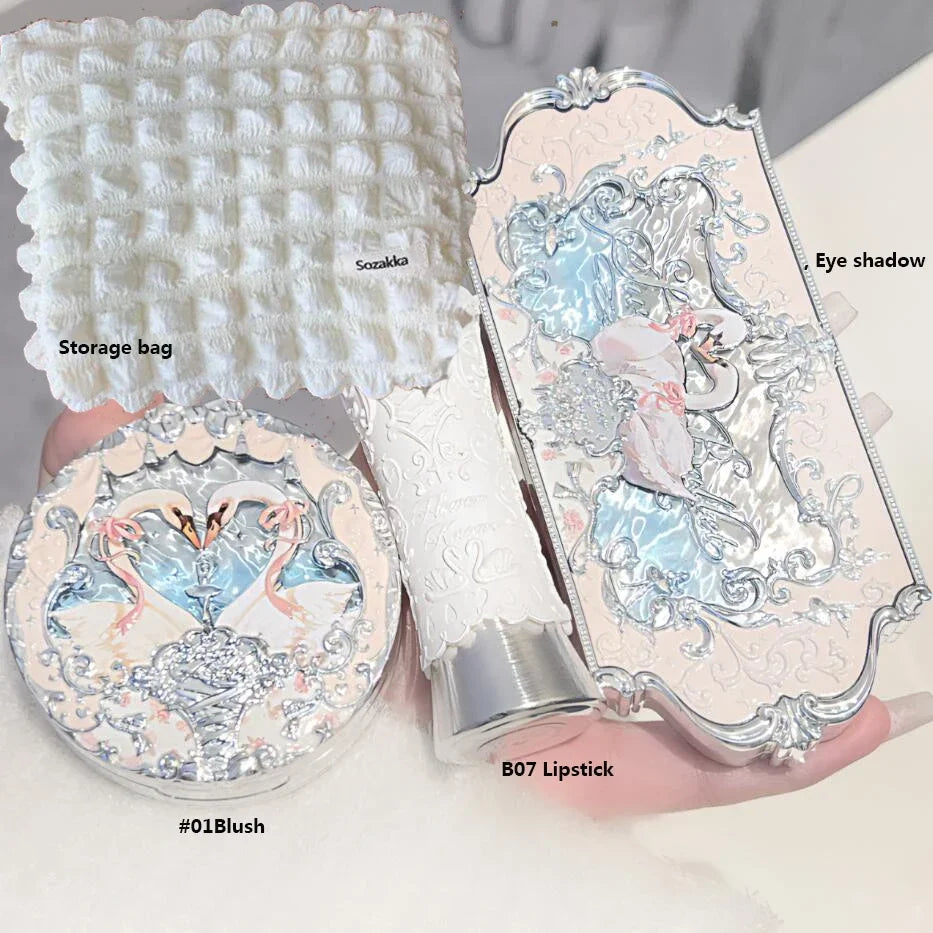 Makeup Set Swan Ballet Concealer Palette Embossed Blusher Shine Lipstick Kit With Bag THE SWEETIE BEAR Bunny Garden