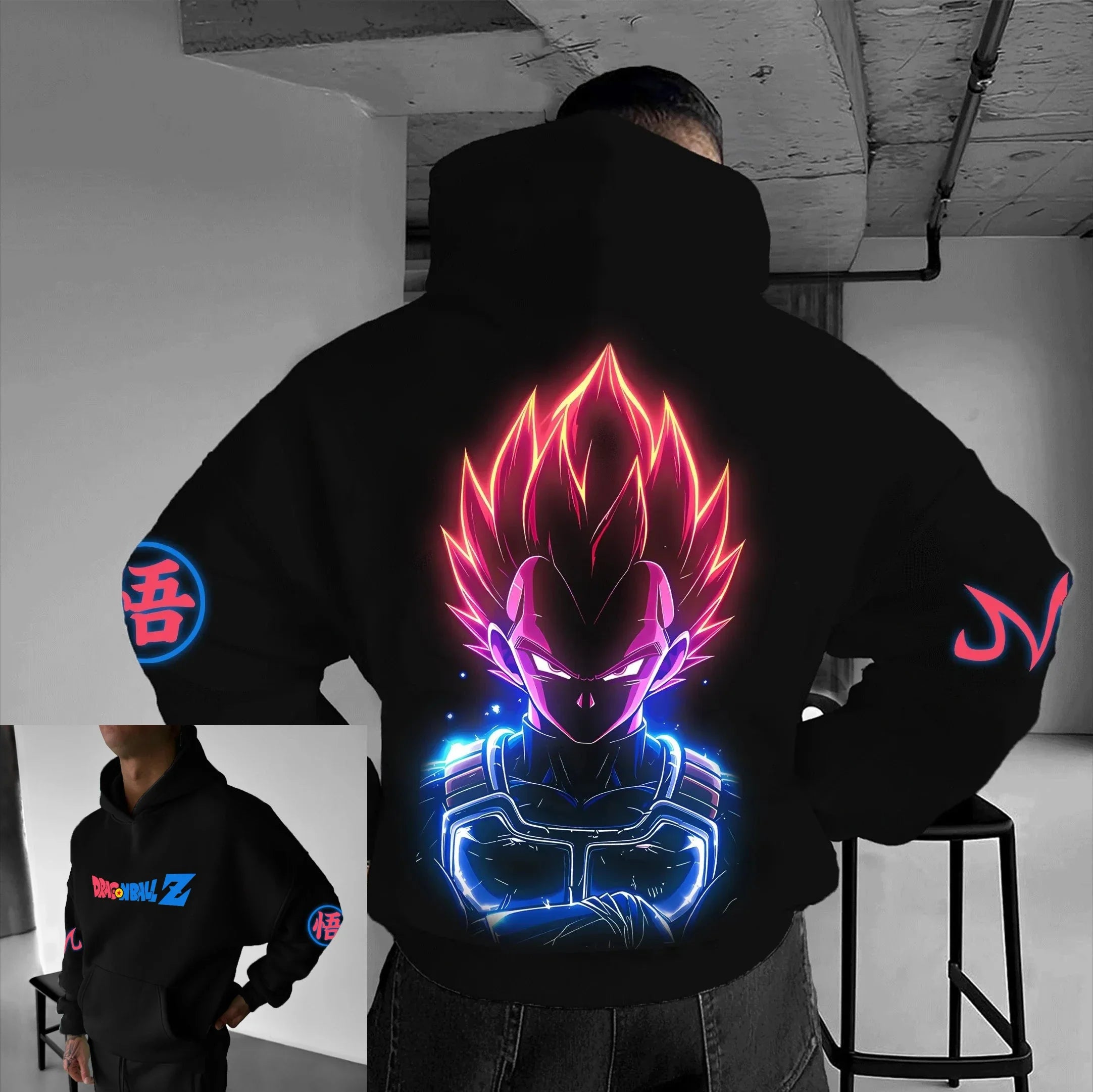 Dragon Ball Z Goku Super Saiyan رجالي ونسائي سويت شيرت بقبعة أنيمي ملابس الشارع Y2k فضفاض كاجوال بغطاء للرأس بلوفر ربيع خريف