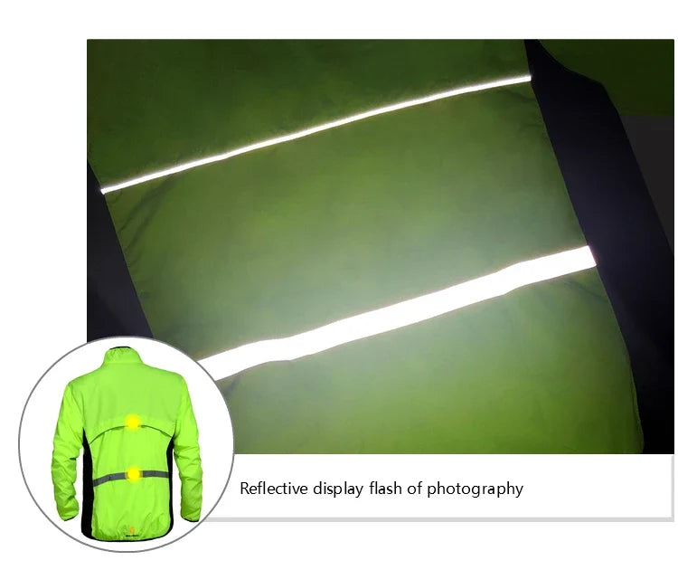 Men Windproof Water-repellent Reflective Cycling Jacket MTB Bicycle Long Sleeve Windbreaker Bike Coat Jersey