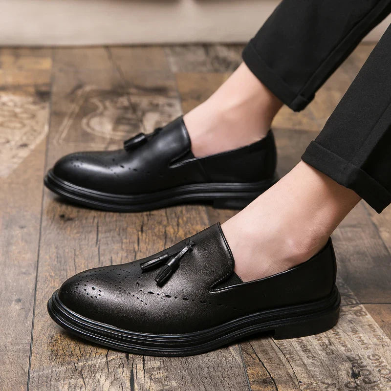 Brand Mens Leather Office Flats Wedding Banquet Luxury Loafers Comfortable Designer Oxfords Business Formal Korean Shoes for Men