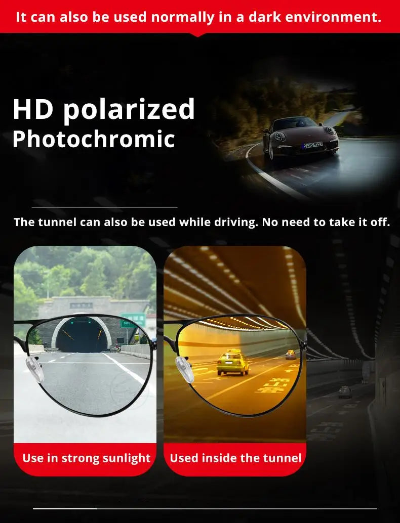 Design Aviation Sunglasses Polarized Man Photochromic UV400 Glasses Woman Anti-glare Driving Goggles zonnebril heren