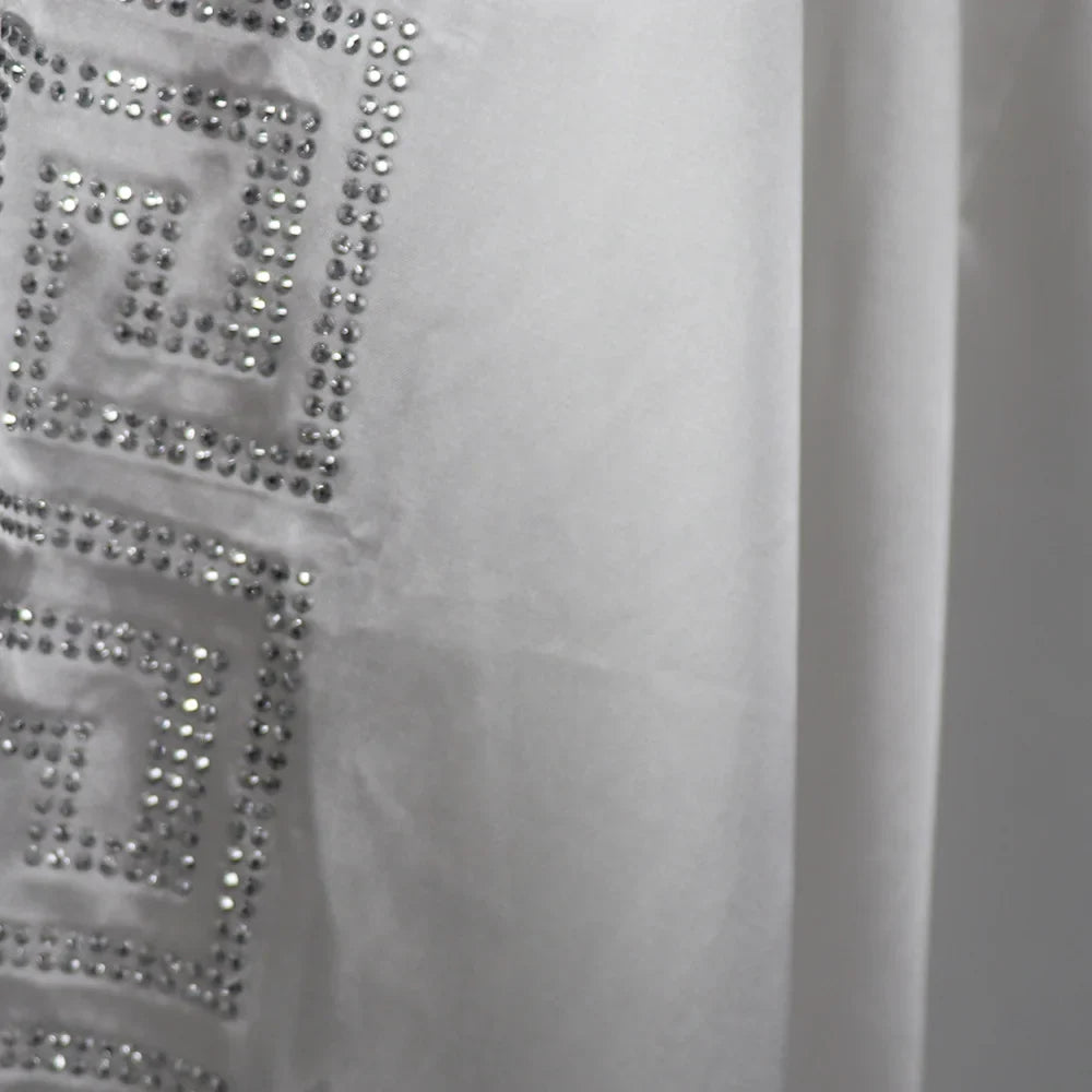 Fashion African Woman Large Size Bat Sleeve Dress Muslim Islamic Style Robe Imitation Silk Hot Fix Rhinestone