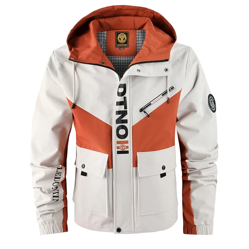 Oversized Color-Block Tactical Jacket - Waterproof, Brand Logo Multi-Pocket, Heavy-Duty for Outdoor Exploration & Daily Fashion