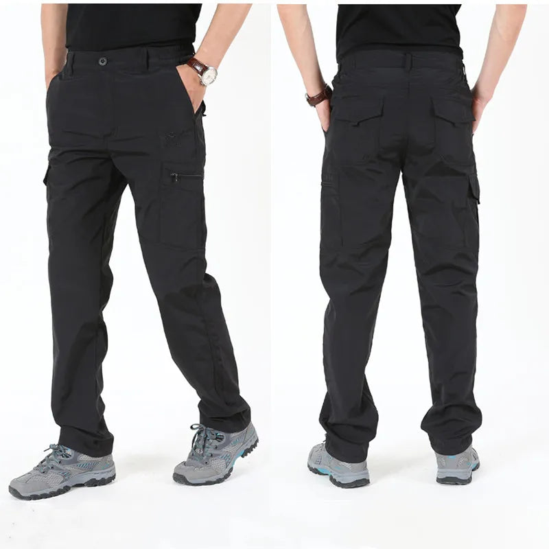 Outdoor Work Pants Men Spring Autumn Casual Cargo Trousers Waterproof Hiking Pants Elastic Waist Travel Workwear Tactical Pants
