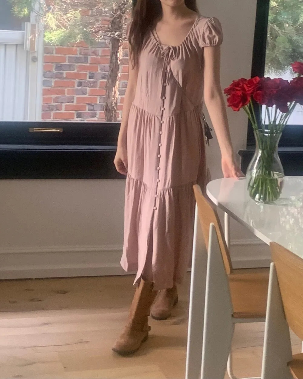 Spring 2025 Chic A-Line Dr Korean Sle Long Svel Women's Faionable Gown Ele Personali Commute Suitable Dr