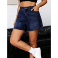 Plus Size Retro Deep Blue Elastic Washed Denim Shorts Women Summer New Y2k Streetwear High Waisted Loose Jean Shorts