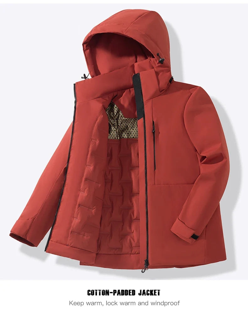 Unisex Waterproof Fleece Jackets Winter Windproof Thermal Windbreaker Men Women Hiking Camping Skiing Climbing Raincoat