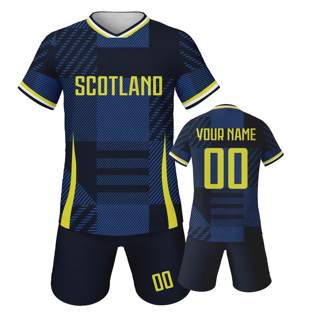 Custom Scotland Soccer Jersey Kids Football Kit Personalized Name Number Youth Team Uniform Quick-Drying Sportswear 3-14Y