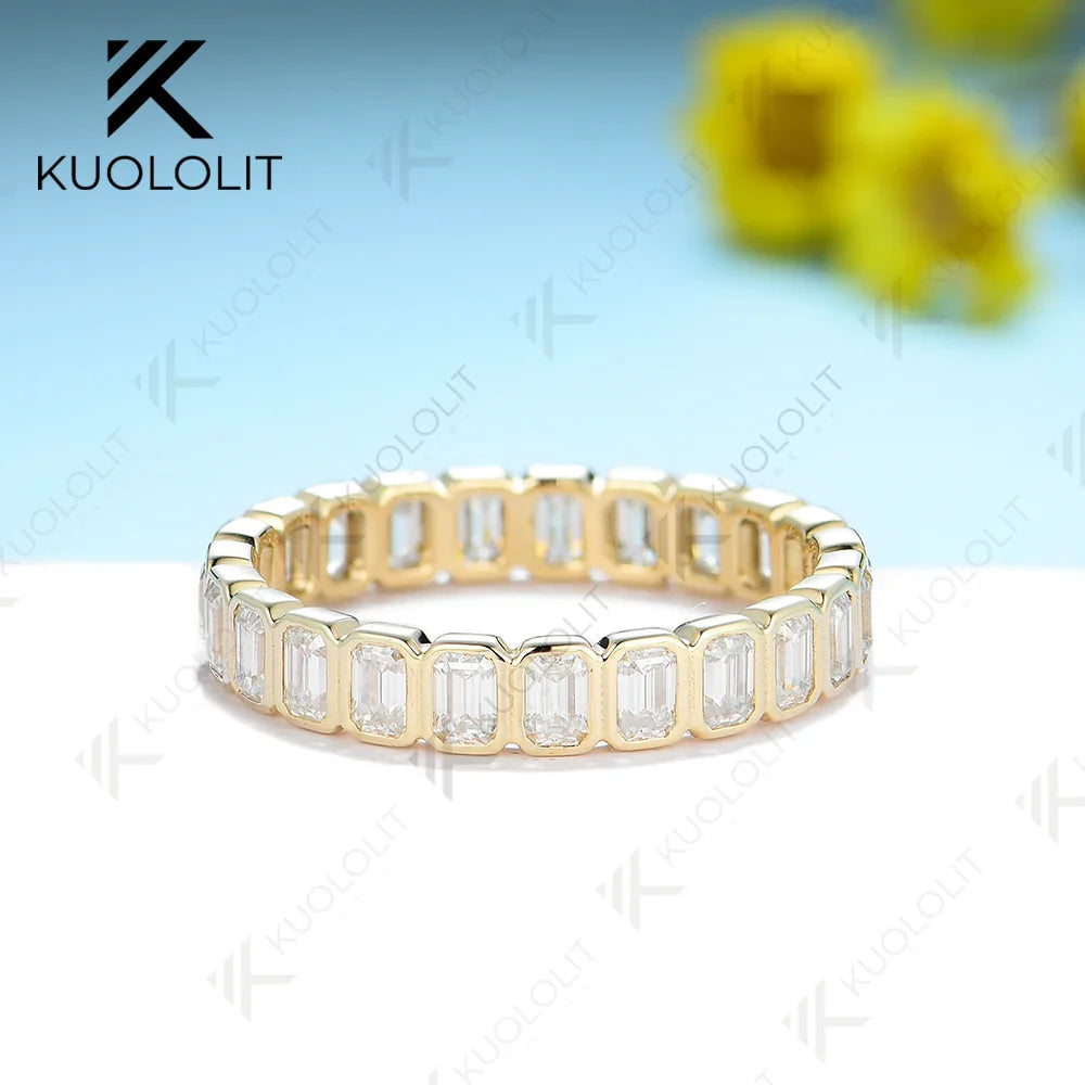 3.5CTW Emerald Cut Moissanite Ring for Men Women PT950 Soild 14K 10K Yellow Gold Silver Band Ring for Wedding Christmas