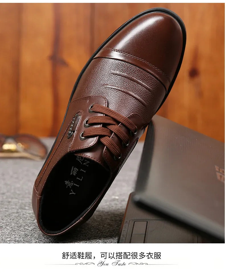 Men's Genuine Cow Leather Shoes Business Casual Shoes With Triple-Stitched Soles For Middle-Aged And Elderly Men 2025