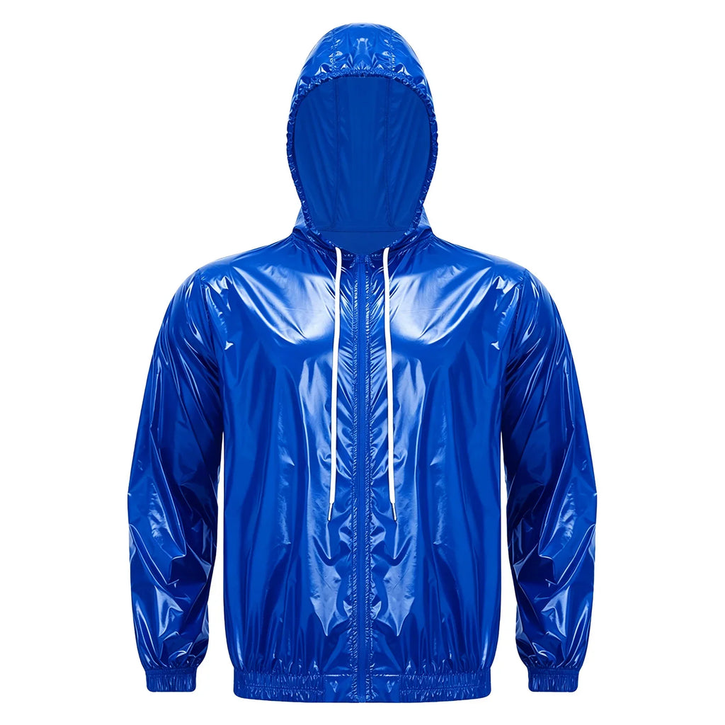 Mens Waterproof Hooded Jacket Tops Breathable Raincoat Waterproof Windproof Outdoor Biking Fishing Jacket Hood Outerwear