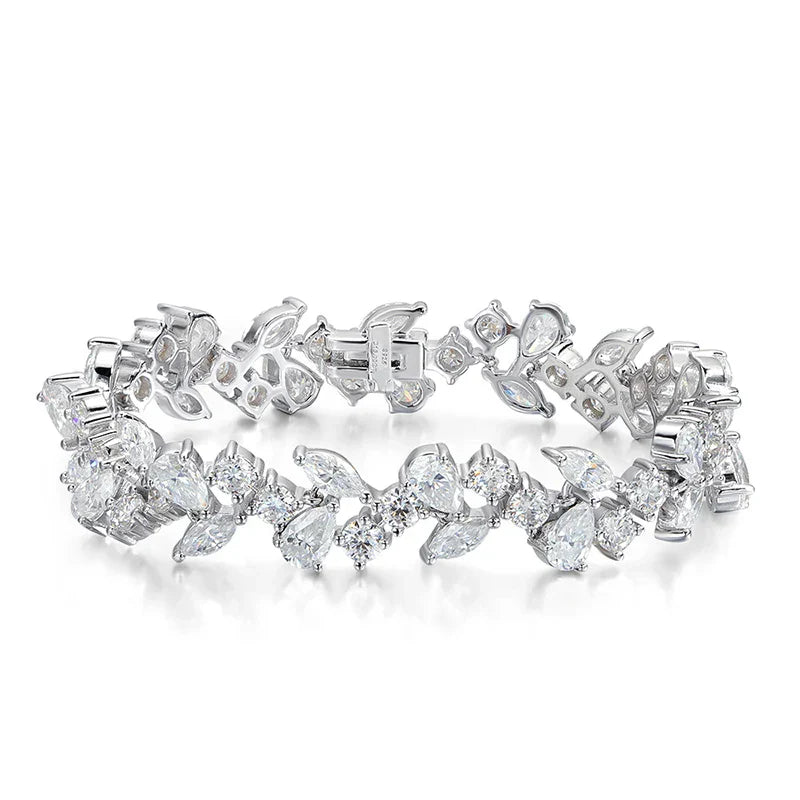 16.8-20.4CTTW Luxury Water Drop Moissanite Bracelet Wedding Female Jewelry Full Diamond Sterling Silver Bangle Plated 18K