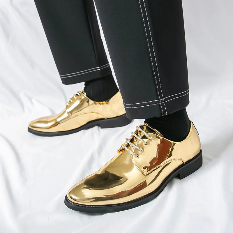 Golden Leather Shoes for Men – Fashion Party Formal Footwear EU 40–48