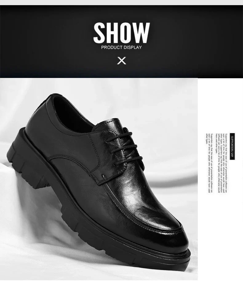 Men Dress Elevator Shoes Platform Breathable Lift Casual Business Luxury Genuine Leather Heightening Shoes5/8/10CM Taller Male