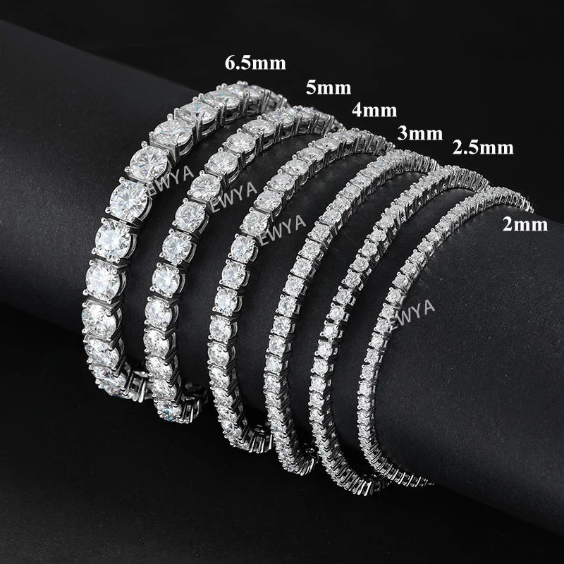 GRA Certified Tangerine Blue Full 3/4/5/6.5MM Moissanite Tennis Bracelet for Women Men S925 Silver 23cm Link Bracelets Gift