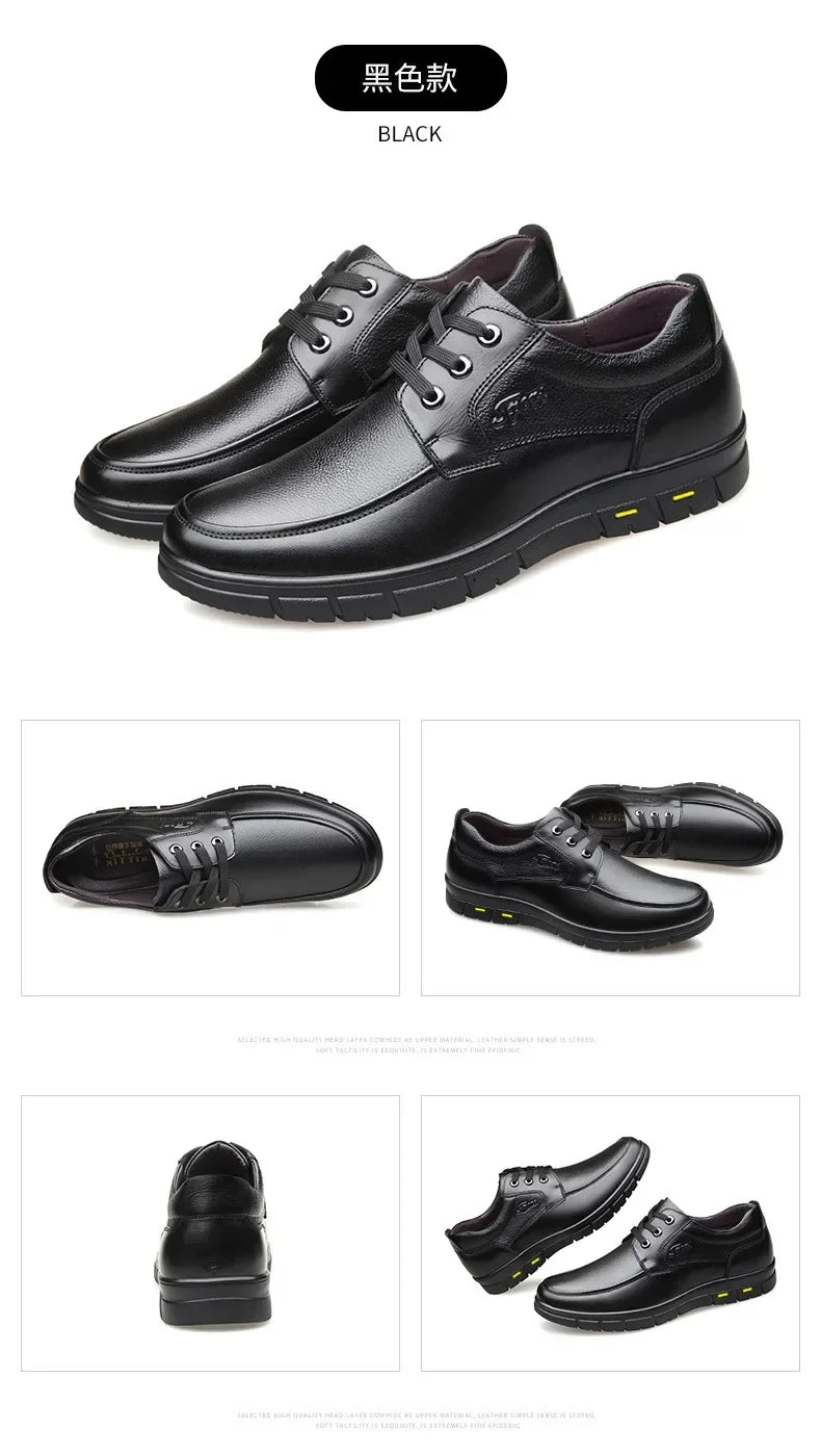 Men PU leather Casual Shoes Soft Sole Lace-up Luxury Brand Middle-aged Old Man Dad Lightweight Loafers Shoes  Zapatillas