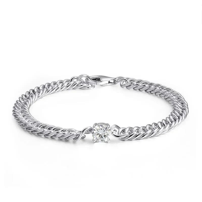 1CT D Color Moissanite Silver Bracelet for Women Men Classic Sparkling Hip Hop Bangles 925 Sterling Silver Shani Abergel