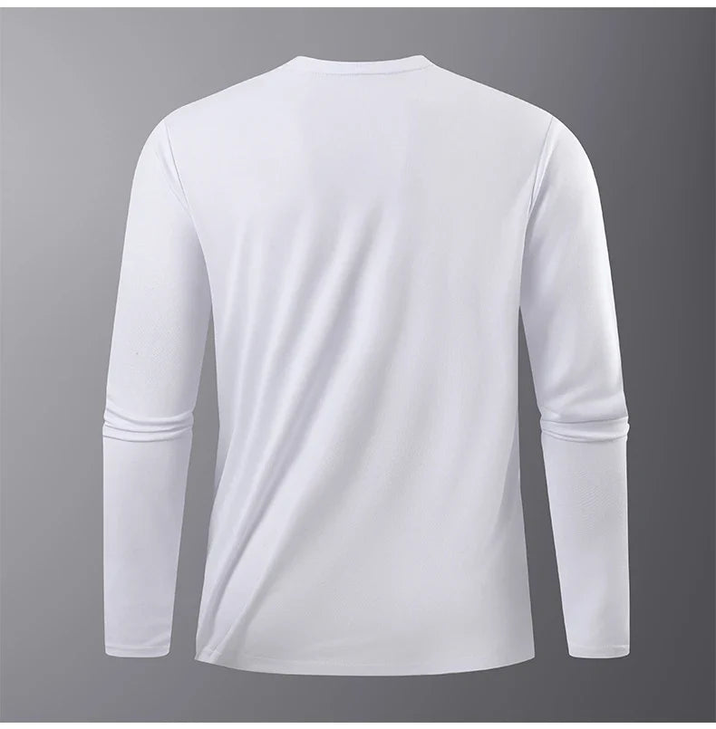 CHRLCK Men's Hiking Quick Drying T-shirts Breathable Camping Running Fishing Soft Elasticity Long Sleeve Tees Summer Autumn