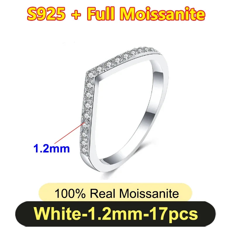 Pretty 1.5mm-5mm Full Moissanite Row Rings for Women S925 Silver Sparkling D color VVS1 Moissanite Diamond Women's Rings Gift
