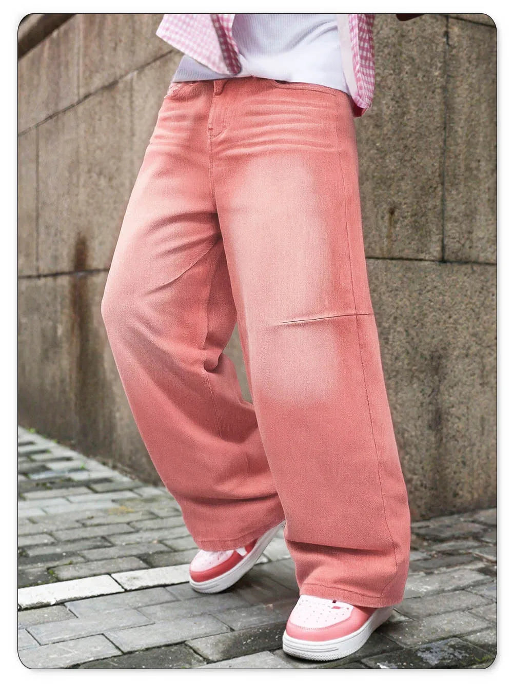 American Youth Avant garde Pink Ultra Baggy Wide Leg Men's Women's Jeans Street Fashion Four Seasons Casual Denim Pants