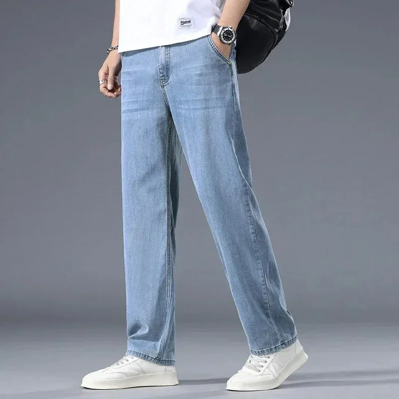 Business Jeans Men's Spring Thin Casual Straight Fashion Loose Brand Pants Comfortable Male Denim Trousers Versatile