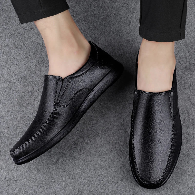 Genuine Leather Men's Loafers Soft Cowhide Men Casual Shoes Luxury Brand Male Driving Footwear Slip-on Flats Handmade Moccasins
