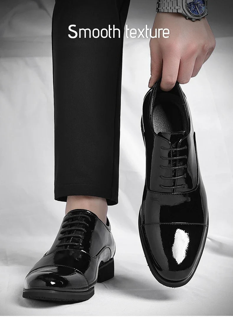 Korean Black White Leather Shoes for Men Big Size Business Casual Shoes Male Spring Autumn Lace Designer Fashion Shoe Man