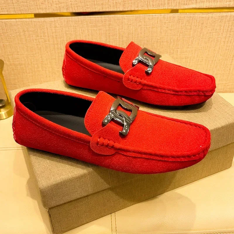 Men Elegant Dress Shoes Slip on PU Leather Loafers Lightweight Comfortable Casual Shoes for Men Summer Fashion Flat Shoes