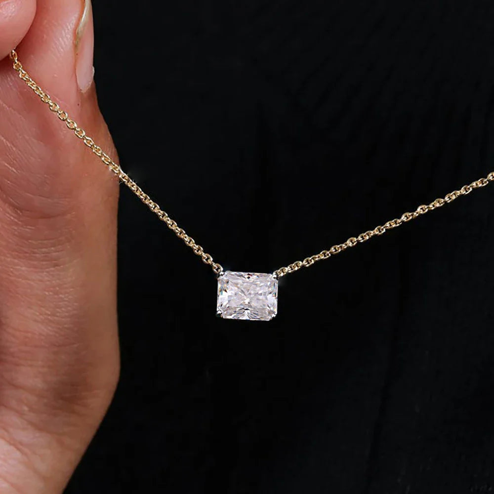 1/2carat Emerald/Radiant Cut Solitaire Moissanite Diamond Pendant Necklace With  Certificate S925 Silver Neckchain For Women